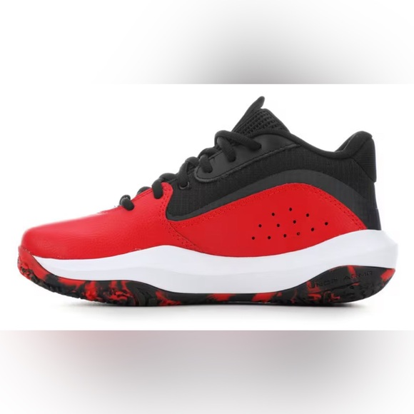 NEW [Under Armour] Lockdown 7 Black/Red/White Athletic Sneakers Shoes Youth 3.5 - Picture 4 of 12
